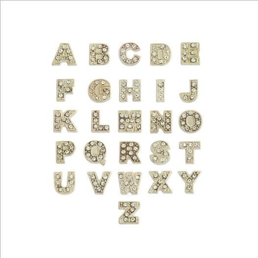 Crystal and Silver Initials Floating Charms for Glass Lockets