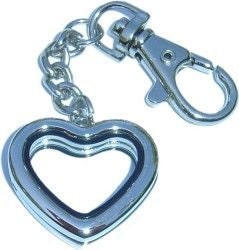 Glass Locket Heart Shaped Keychain or Purse Hanger