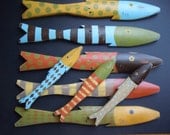 CUSTOM FISH Pottery Barn Inspired Art Hand Painted Reclaimed Wood Beach Cottage Cabin Decor