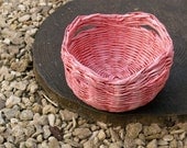Raspberry red/pink upcycled basket handmade from paper/newspapers