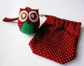 Berry - Cute Little Owl Doll with Bag: plush, owl decor, doll, kid doll, children doll, owl decoration, kawaii, red, green, discount, SALE