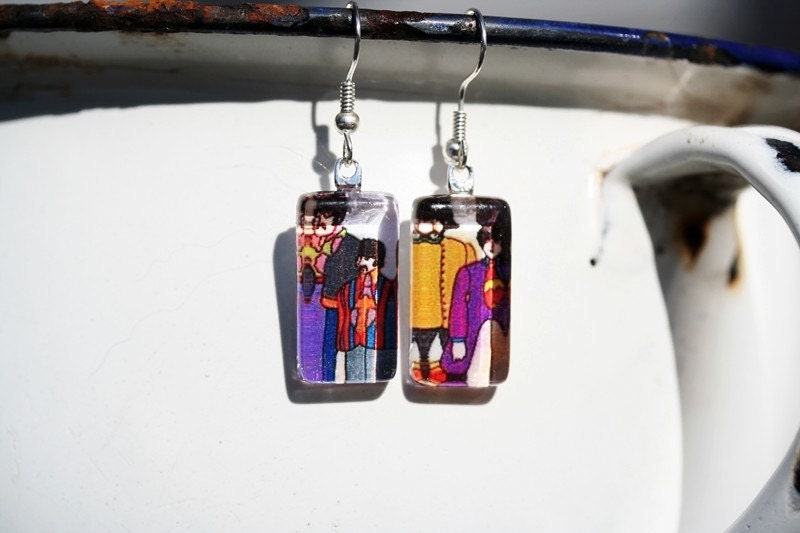 Yellow Submarine The Beatles Silver Plated Earrings