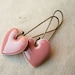 Rose Heart Earrings. Blush Pink Earrings. Dusty Rose Pink Enamel Heart Charm Earrings Valentine's Day Earrings. Gifts for Her.