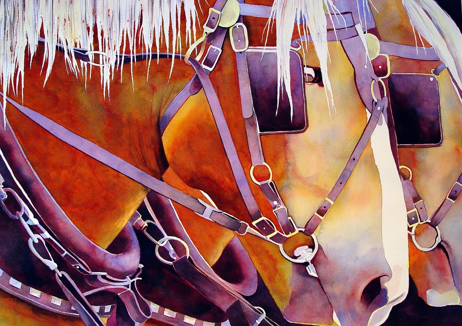 Limited Edition Watercolor Print "FARM HORSES"