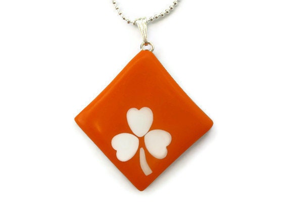 Orange Pendant with Shamrock Design