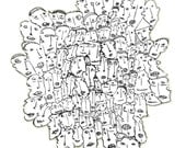 Social network - 99heads  (Art print) A4 - free shipping