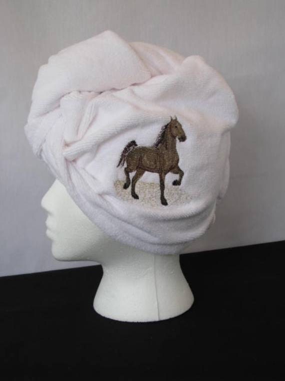 Embroidered Saddle Bred Horse Microfiber Hair Turban - Towel