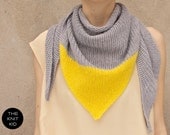 cashmere merino angora triangle scarf grey yellow  the knit kid theknitkid