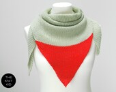 pastel green neon bright  red triangle scarf merino theknitkid