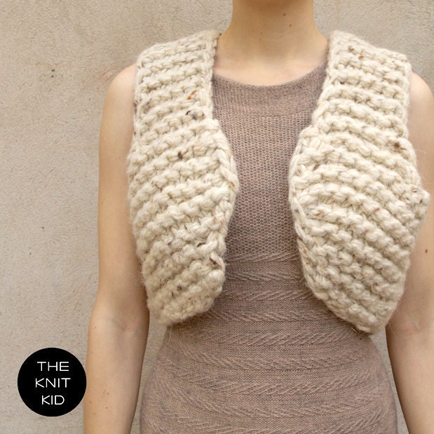 bulky knitted waistcoat cream beige giant knit the knit kid