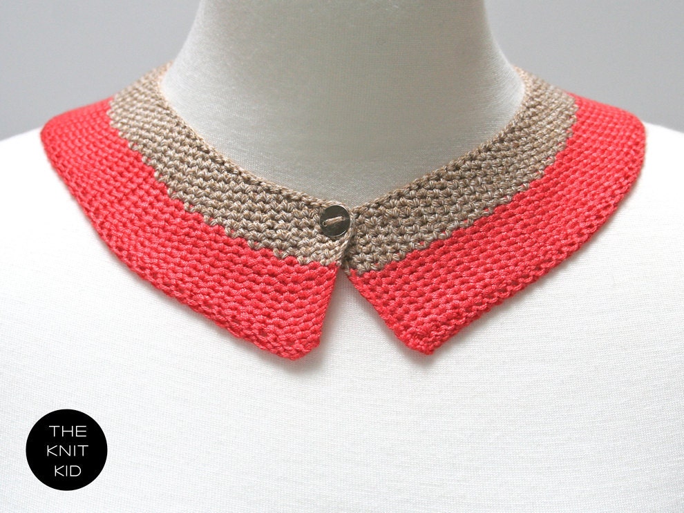 knitted collar coral beige red pink cotton theknitkid