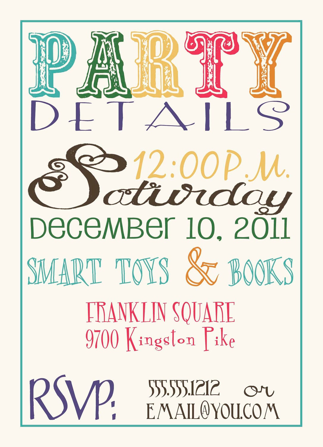 Custom Designed Subway Art Birthday Invitation