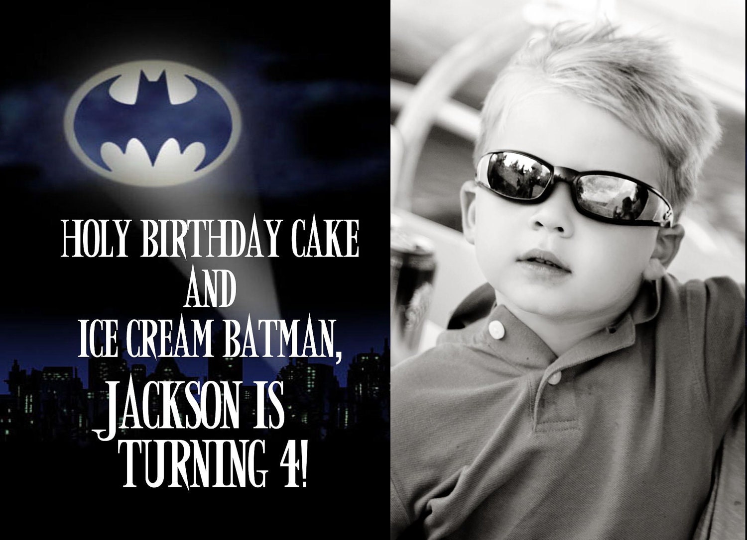 BATMAN  Birthday Invitation -  fully customizable, printable photo invitation