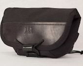 Hip Pouch - Leather and Black Cordura, Velcroless Medium