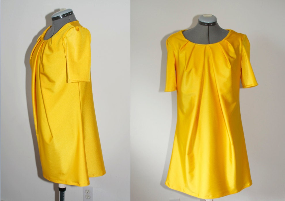 Lemon Yellow Mod Dress- Size Medium