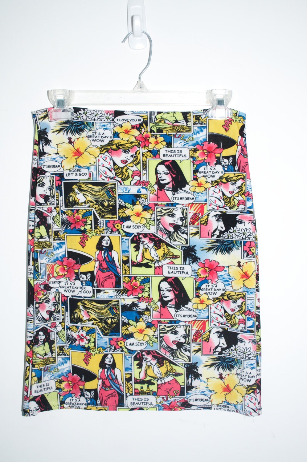 Spandex Comic Book/Lichtenstein print skirt