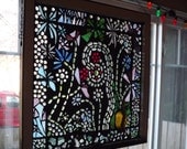 Mosaic flower garden vintage window