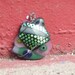 Clearance item large fused glass wire wrapped pendant