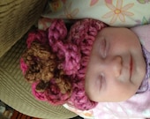 Brown and Pink Blend Flower Hat