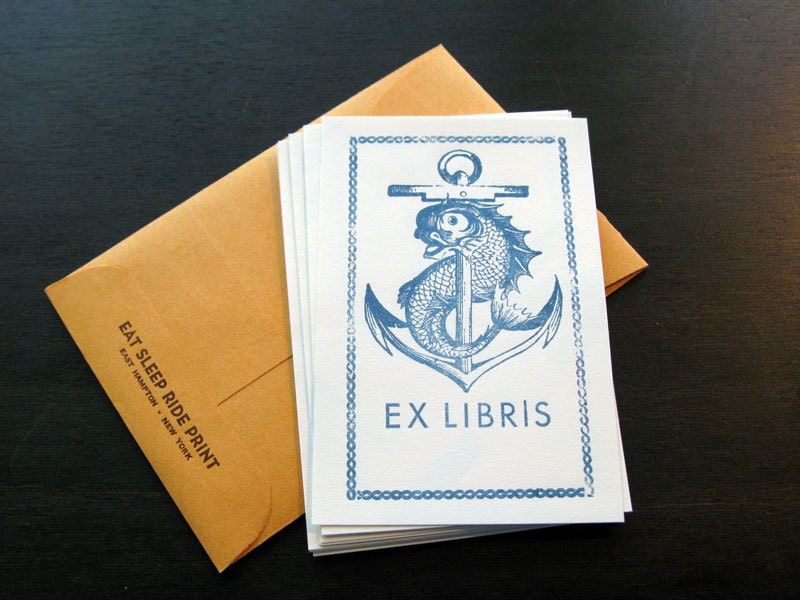 12 Pack Anchor Ex Libris Letterpress Bookplate
