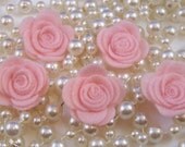 Set of 5 Medium Precocious Pink Rolled Felt Roses