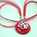 Bright RED Shell Necklace Stunning Bright Silver Filigree Crystal Shell Necklace Silver RED Shell Woman's Gift Present Fun Jewelry Necklace