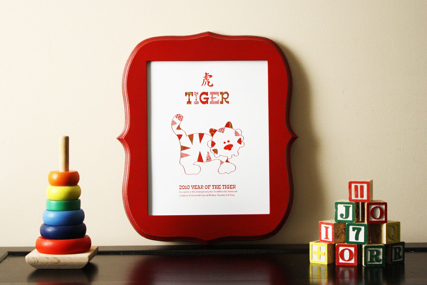 Chinese Zodiac Year of the Tiger Kids and Baby Wall Art Poster Print