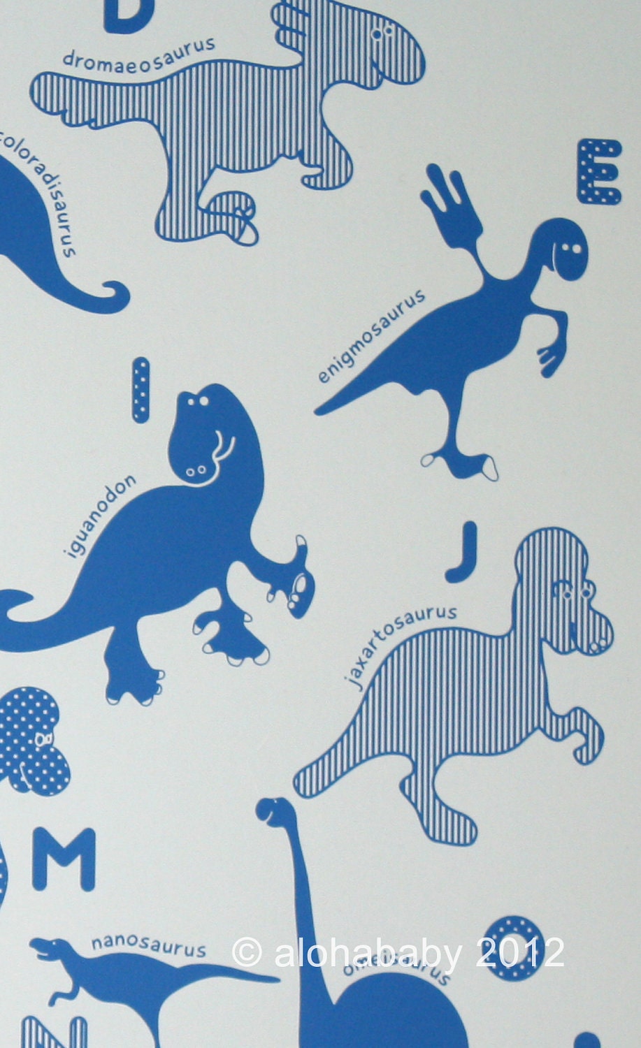 Dinosaur ABC poster, Blue, Alphabet poster, Kids Art Print
