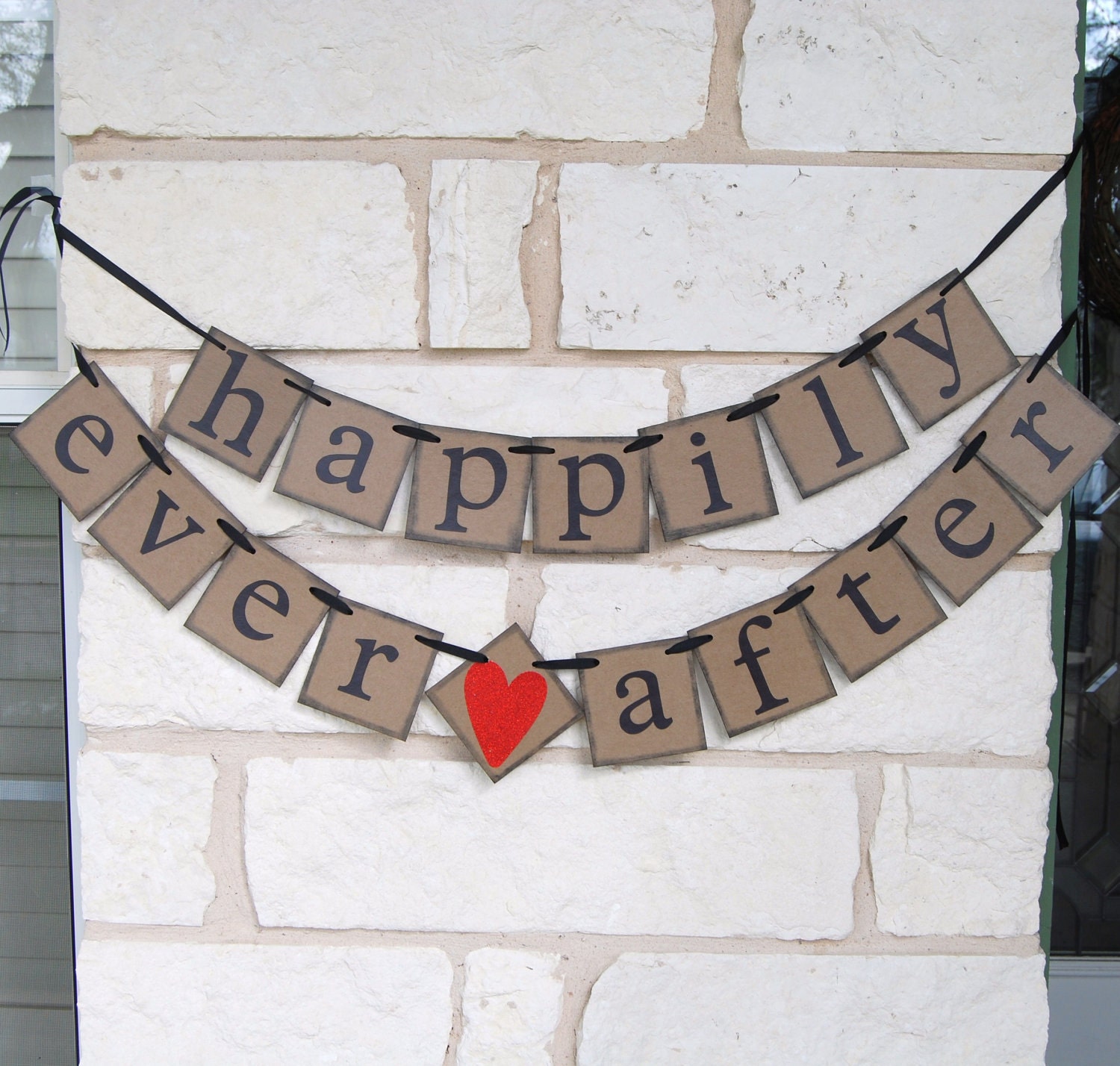 HAPPILY EVER AFTER Wedding Banner Sign Garland Bunting- Photo prop or decoration