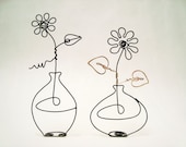 Flower in a Vase  Continuous Wire Sculpture