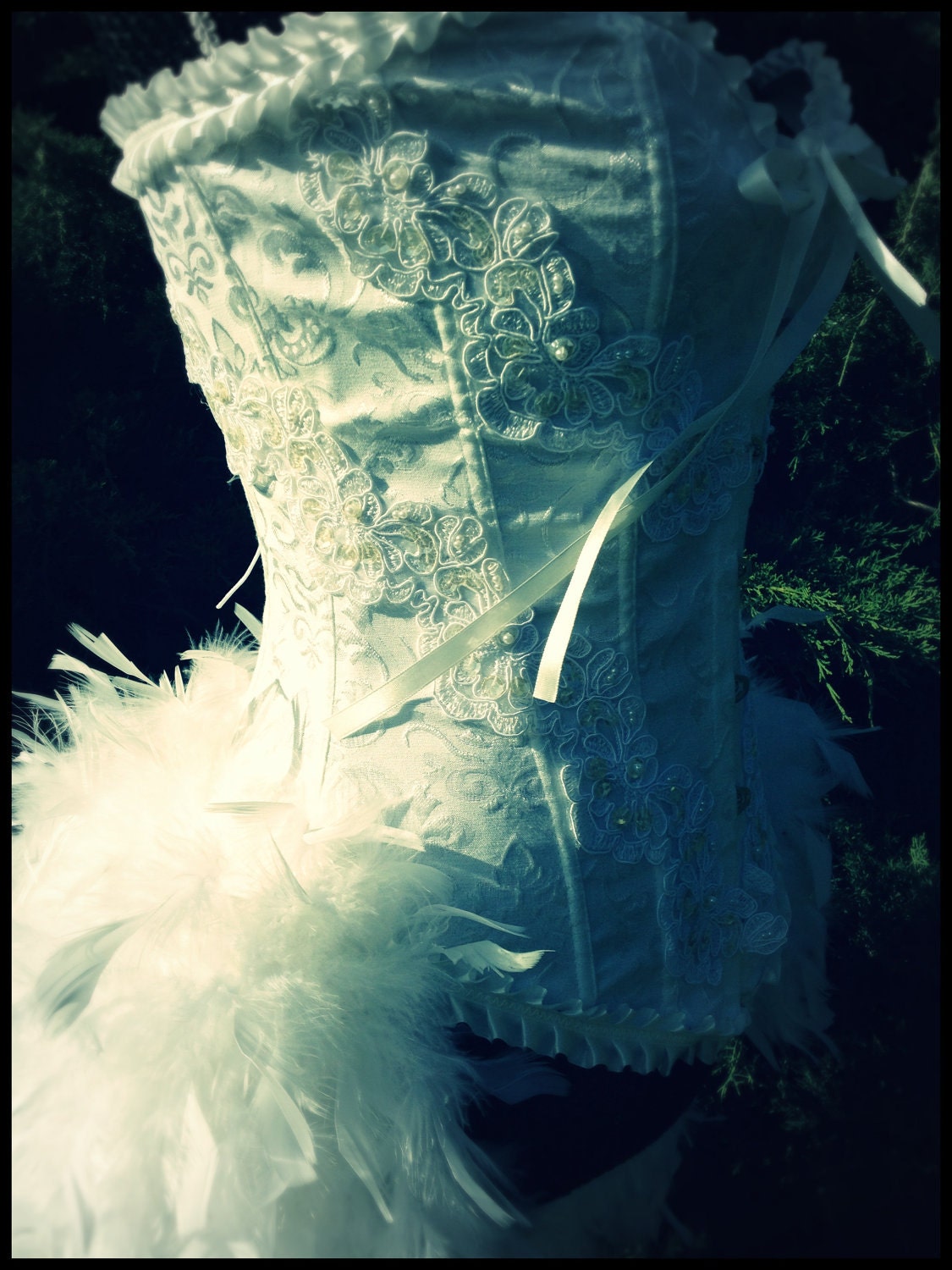 white burlesque corset dress