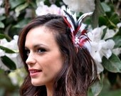 Bridal Feather Fascinator Wedding Red White and Black