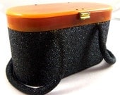 Vintage Lucite & Beaded Purse- Victorian Handbag