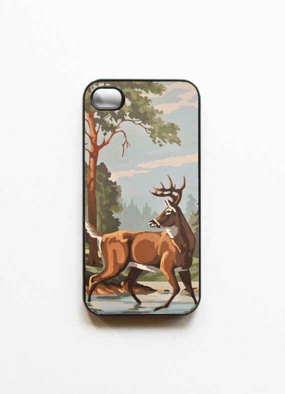 iPhone 4 Case Vintage Paint By Number Deer