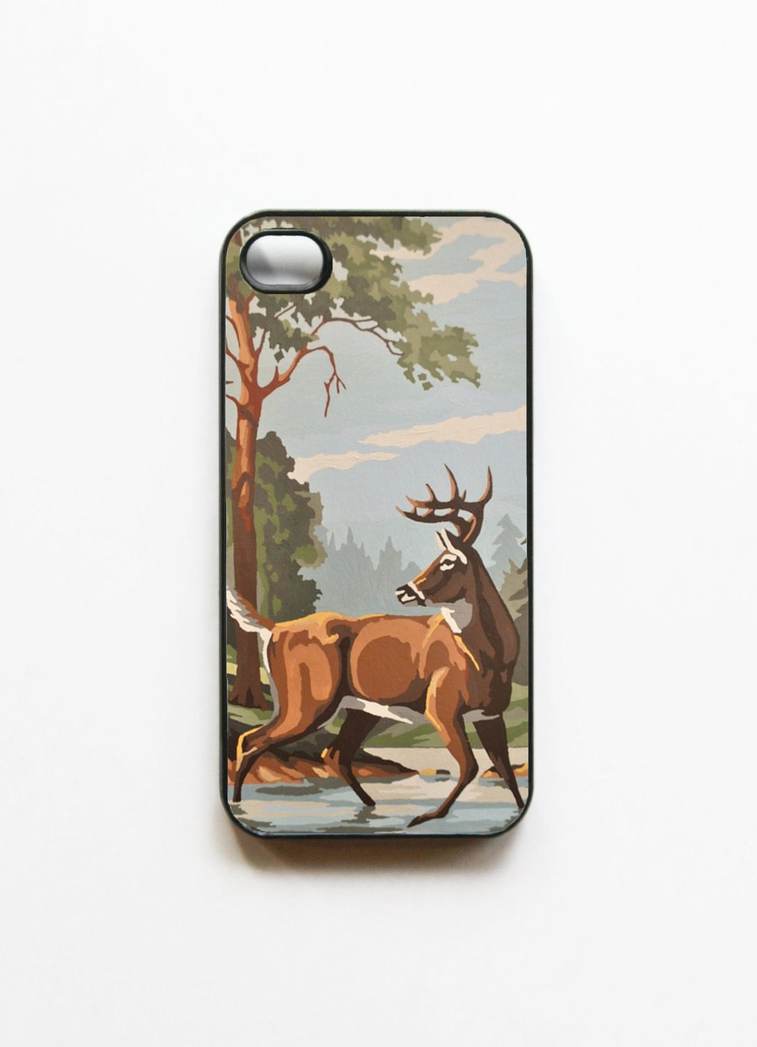 iPhone 4 Case Vintage Paint By Number Deer