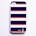 Nautical iPhone Case for Iphone 4 / 4S - Personalized Navy & Coral Stripe With Anchor