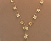 Faceted prehnite briolette lariat with crystal