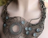 Muerte de mar Necklace copper wire crocheted as seen in Belle Armoire Magazine. Example