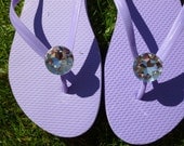 Light Purple Giant Rhinestone Flip Flops