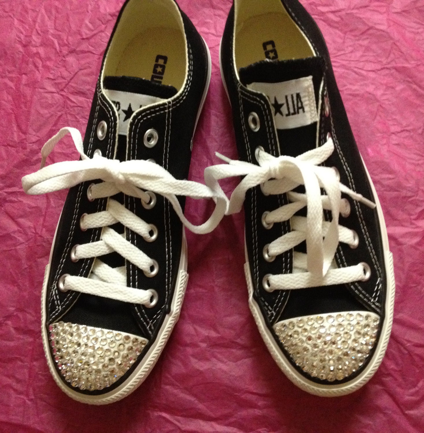 Black Swarovski Crystal Converse Sneakers