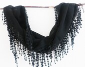 Black Lace Scarf, Bold, Statement Accessories, Elegant Scarf, Fashion Scarf