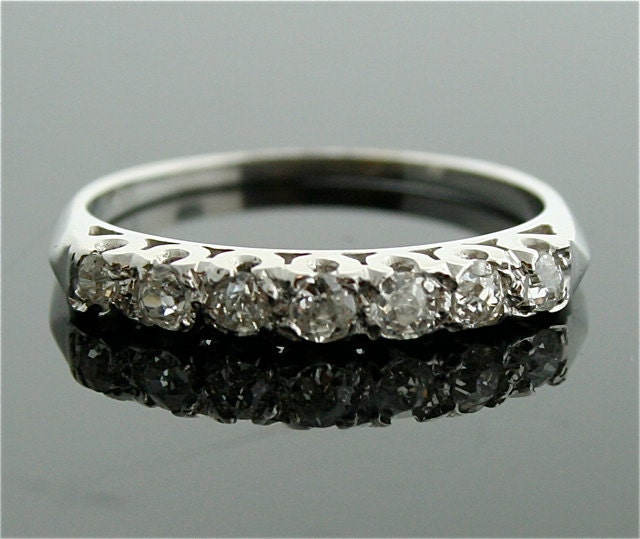 1920s Wedding Band - White Gold and Diamond Band