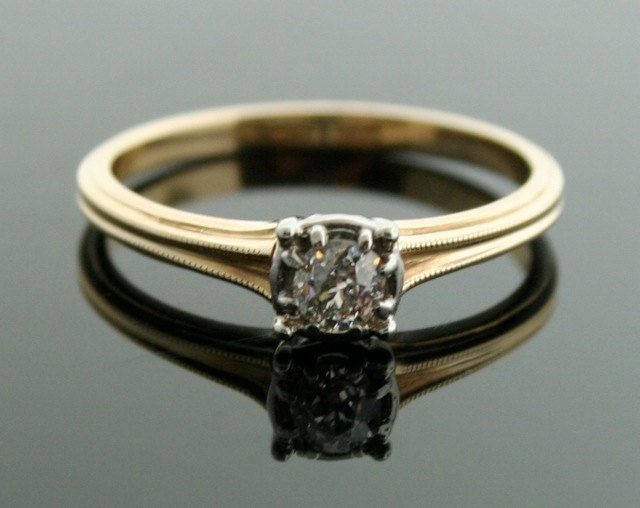 Diamond Engagement Ring - Two Tone Diamond Ring