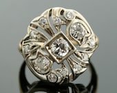 1930s Cocktail ring - Gold and Diamond Antique Ring