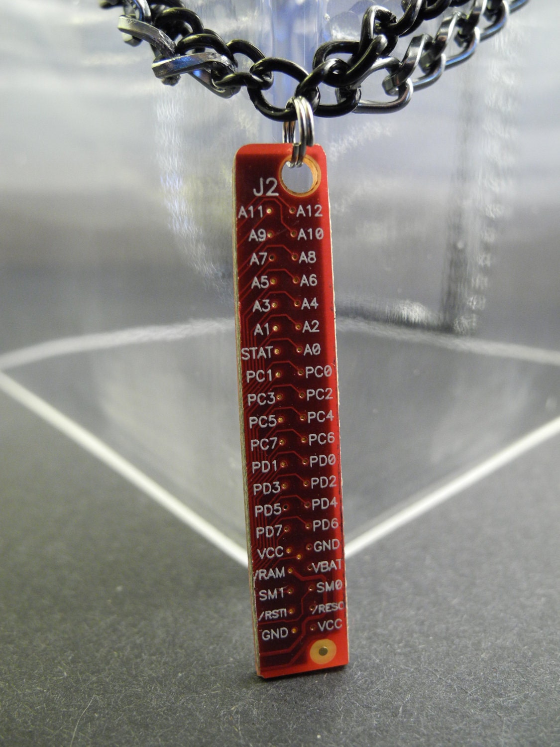 Red Computer Circuit Board Reversible Double Chain Necklace