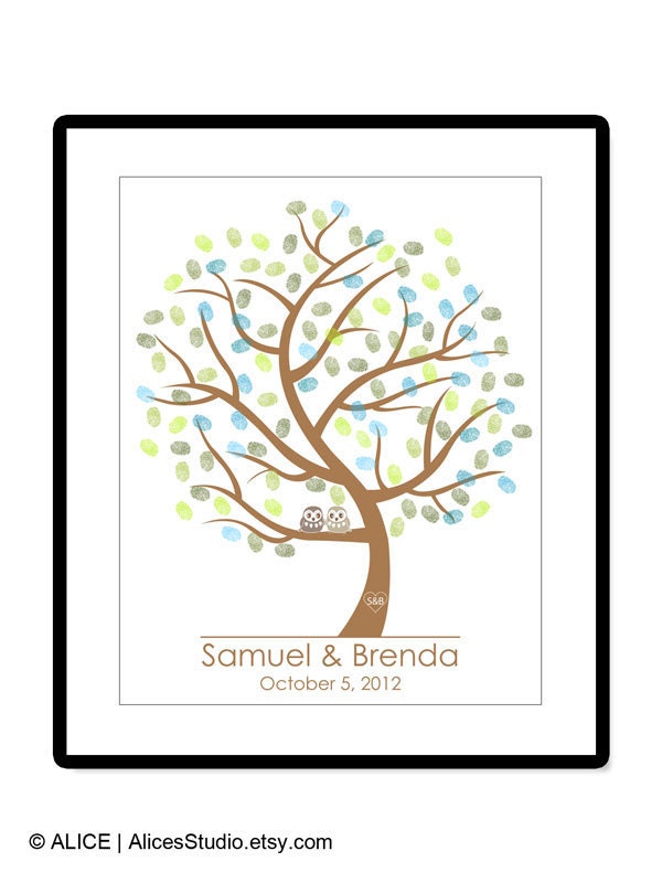 DIY Wedding Tree Guest Book - Wedding Registry - Personalized Guestbook - Thumbprint Signature Guestbook - Any Sizes - Printable PDF Poster