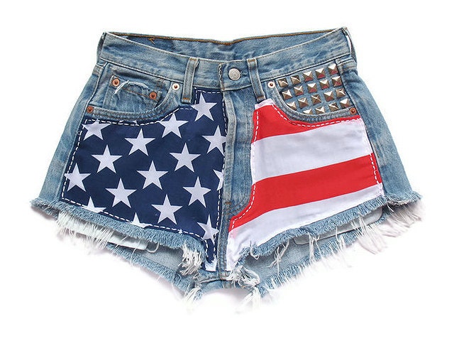 American flag high waisted shorts
