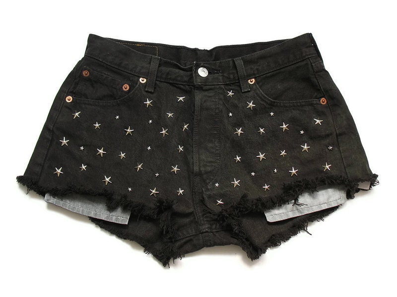 50% SALE Studded black Levi shorts L