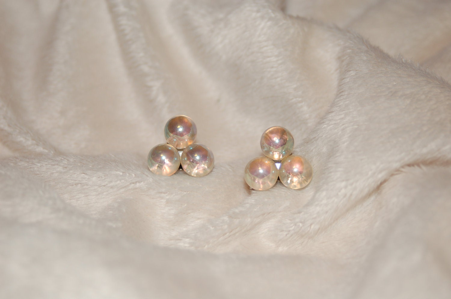 Vintage Iridescent Pools of Light Bubble Glass Earrings