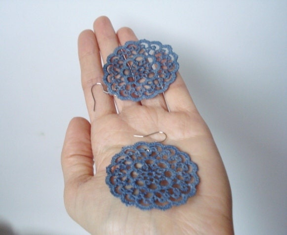 Blue Lace Earrings, Women accessories,